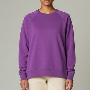 Kersh Purple Sweatshirt • Size L • Crew Neck Long Sleeve Cotton Blend Side Slits